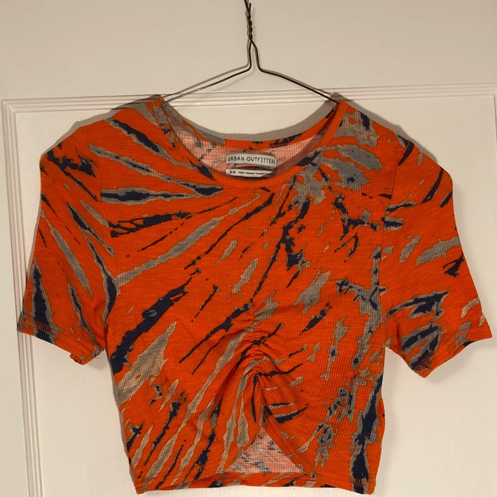Urban Outfitters Vibrant Orange and Gray Crop Top